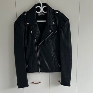 Black Leather Moto Jacket - Women
